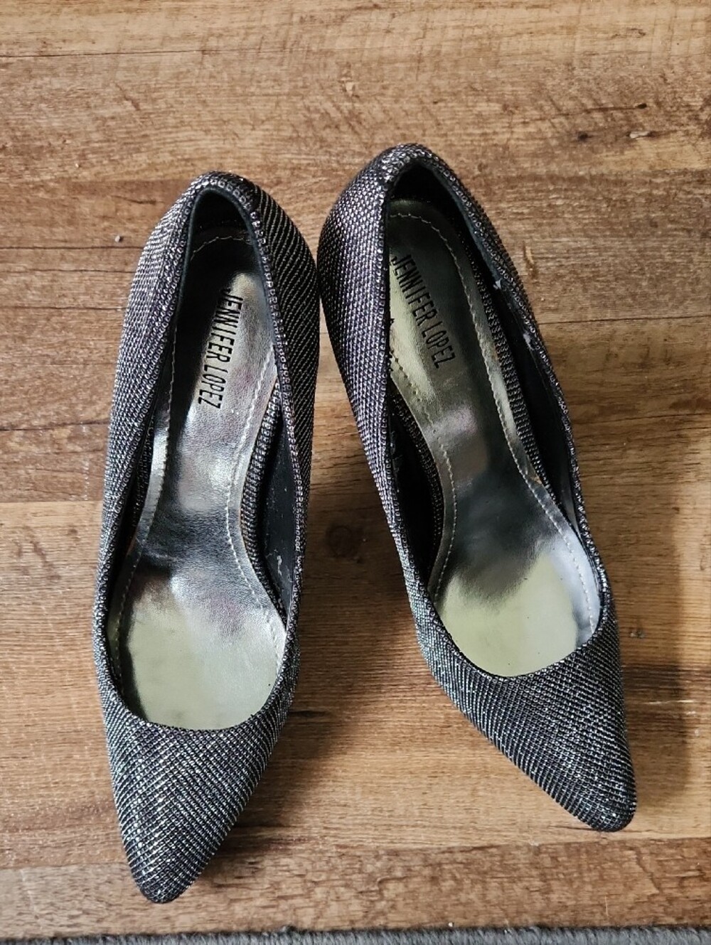 Jennifer Lopez Black Metallic High Heels Size 7 1/2M